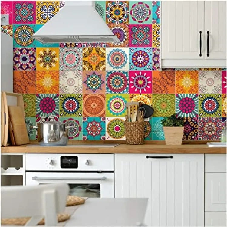 Pack of 12 Self-Adhesive Tile Stickers for Effortless Room and Wall Decor (4.8 inch x 4.8 inch)