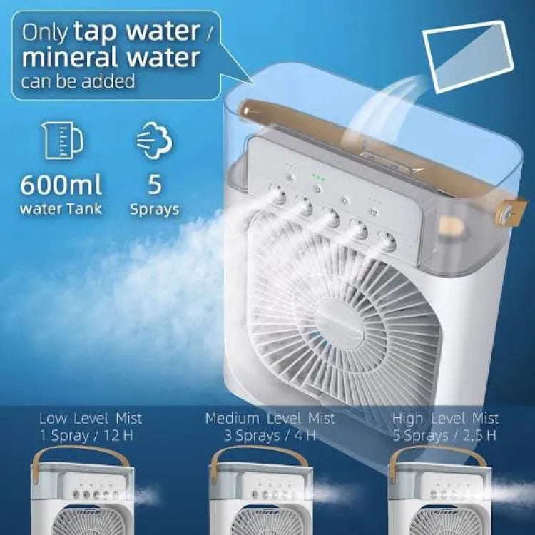 Portable Air Conditioner Fan, Mini Evaporative Air Cooler with 7 Colors LED Light.