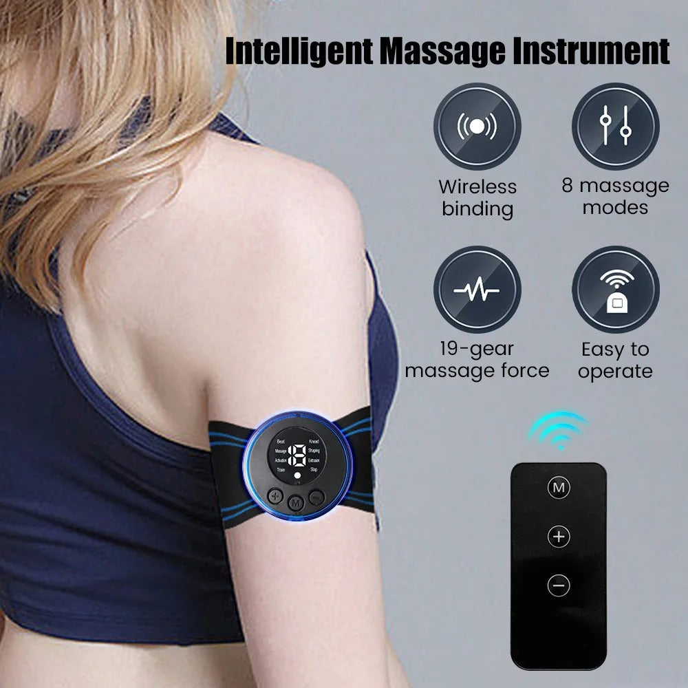 English EMS Cervical Vertebra Massage Patch Remote Control Electric Neck Massager for Muscle Pain Relief and Shoulder Relaxation