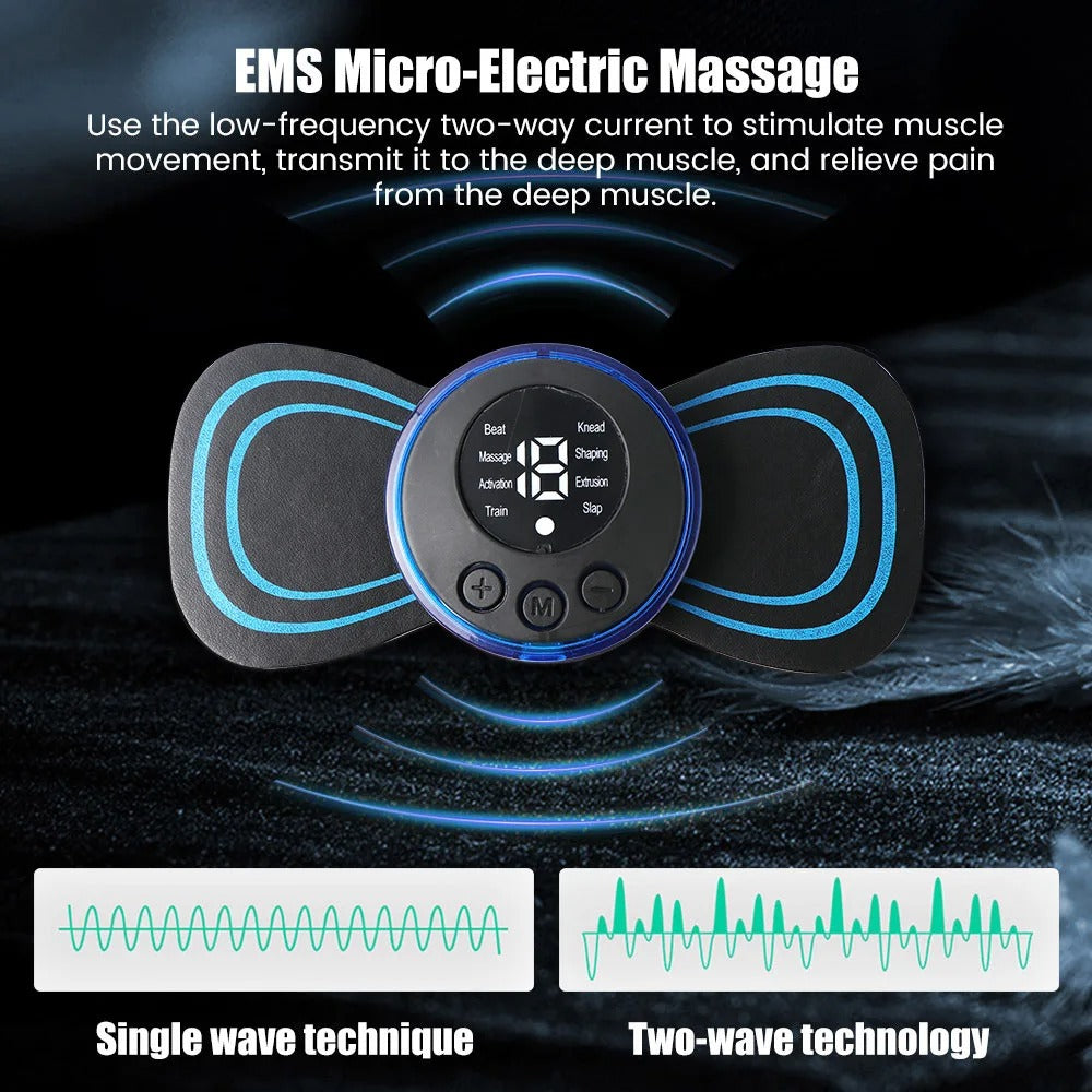 English EMS Cervical Vertebra Massage Patch Remote Control Electric Neck Massager for Muscle Pain Relief and Shoulder Relaxation